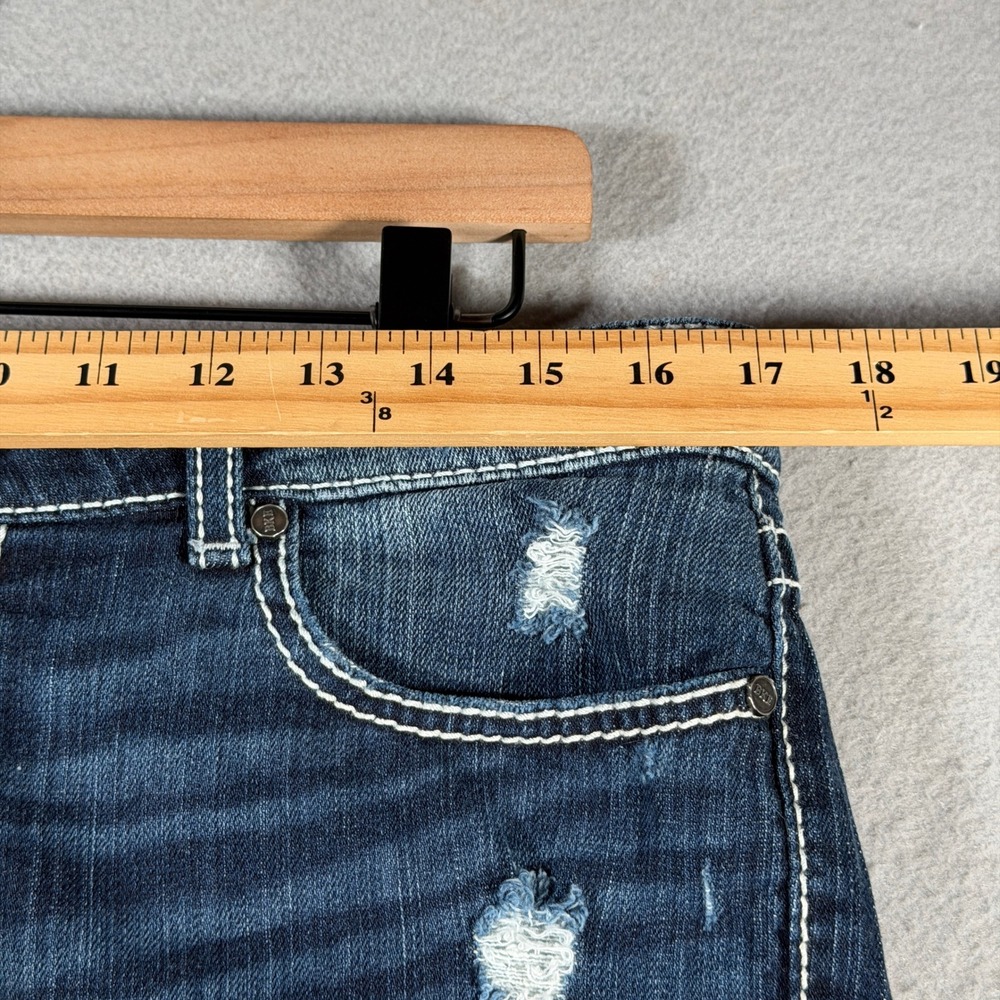 BKE Women’s Distressed Dark Blue Denim Jean Shorts - Picture 5 of 16